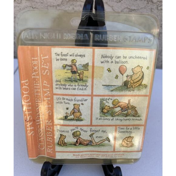 DISNEY CLASSIC WINNIE THE POOH CHRISTOPHER ROBIN "POOHISMS" RUBBER STAMP SET VTG - Picture 1 of 4